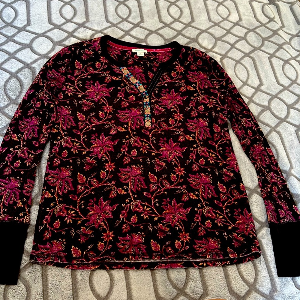 Sundance blouse size small pink floral long sleeve